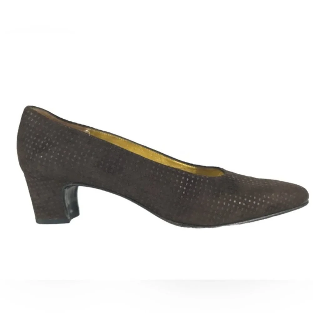 ESCADA MADE IN ITALY 🇮🇹 LEATHER VERO CUOIO Block Heels Designer Size 8AA‎